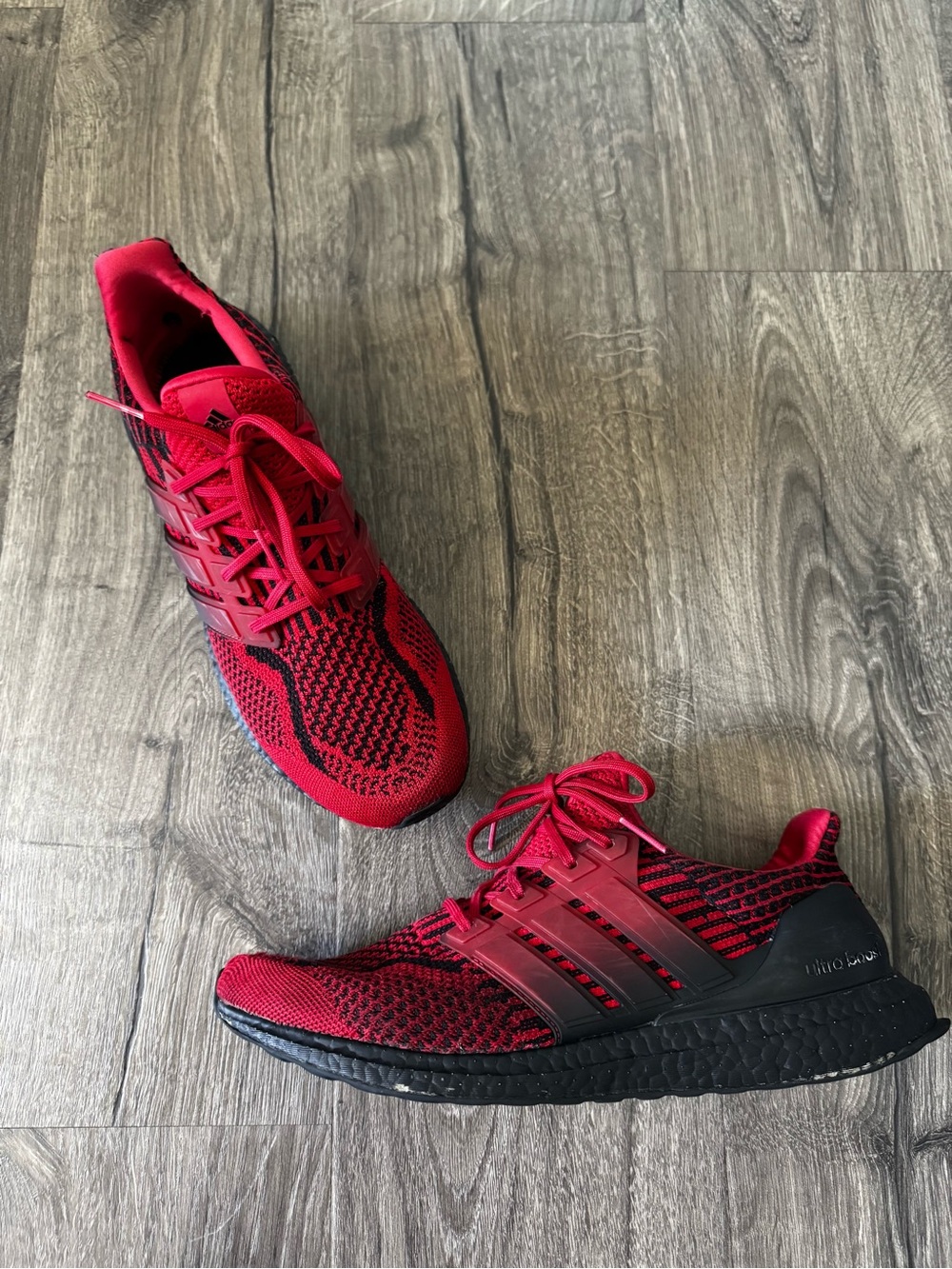 Adidas ultra boots Red and Black Knit Running Shoes size 11.5 men